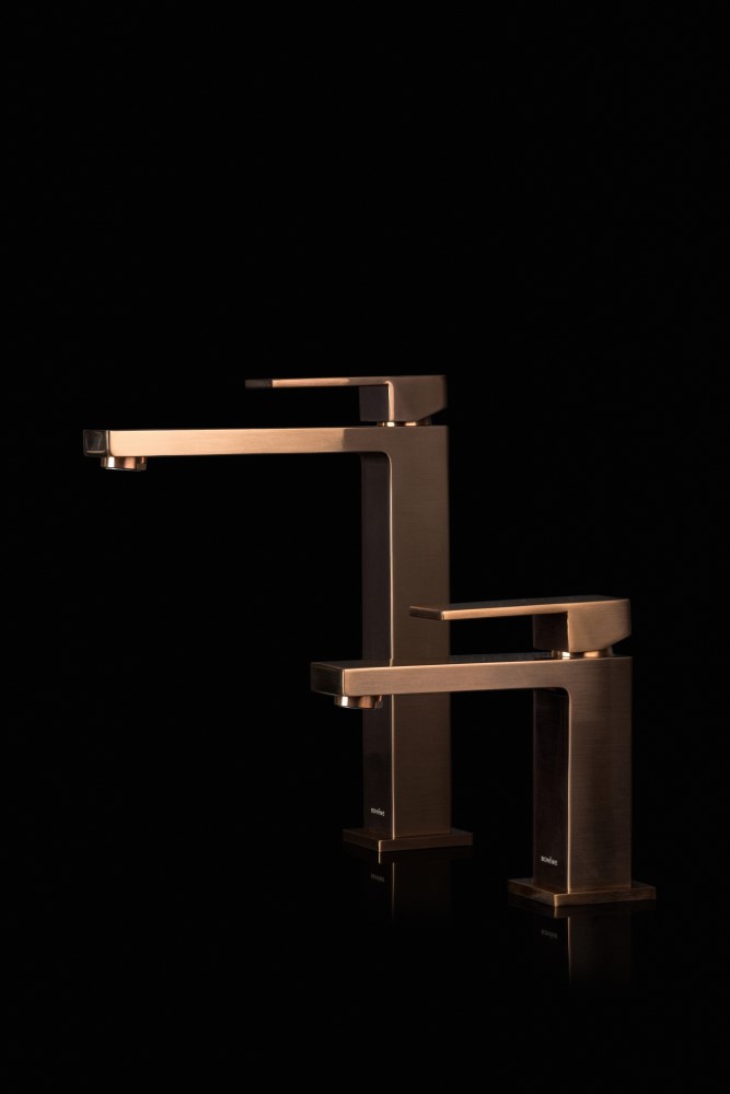 Смеситель для раковины Boheme Qubic 471-CB (медь брашированная), без донного клапана