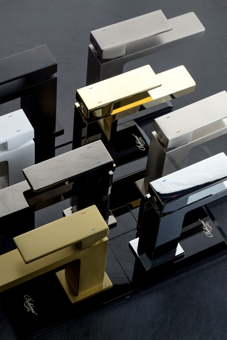 Смеситель для раковины Boheme Qubic 471-G (золотой), без донного клапана