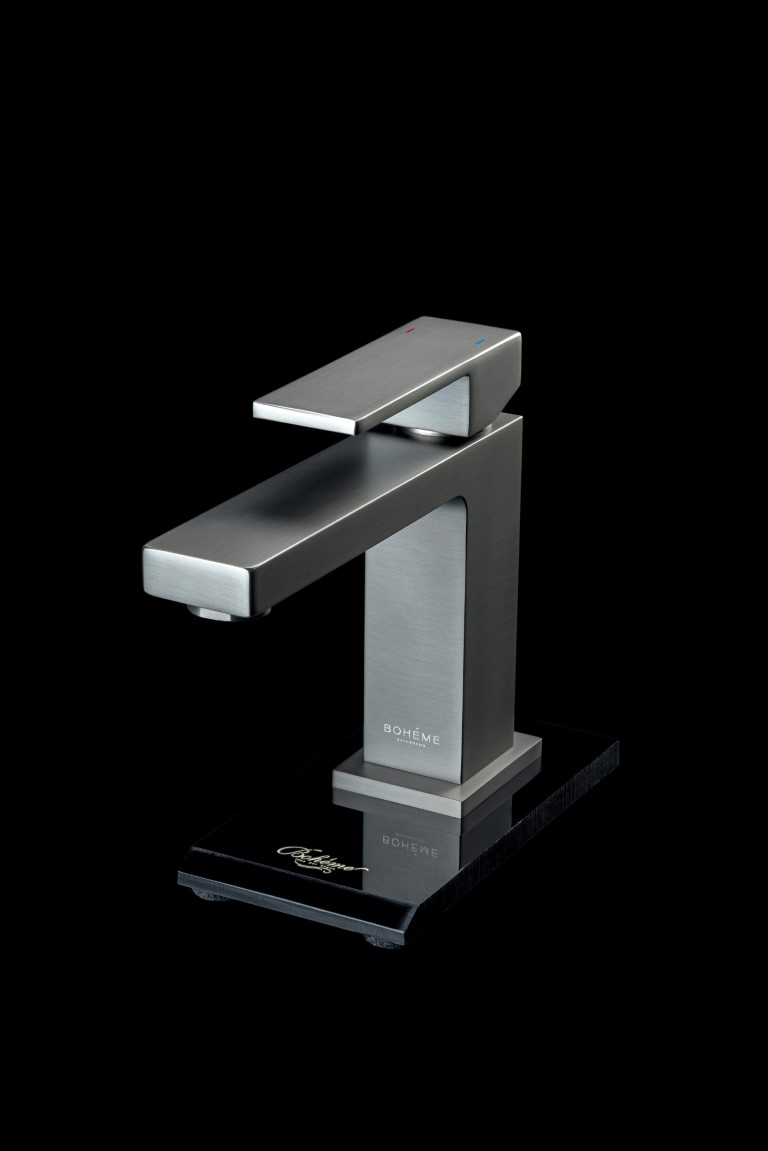 Смеситель для раковины Boheme Qubic 471-GM (оружейный металл), без донного клапана