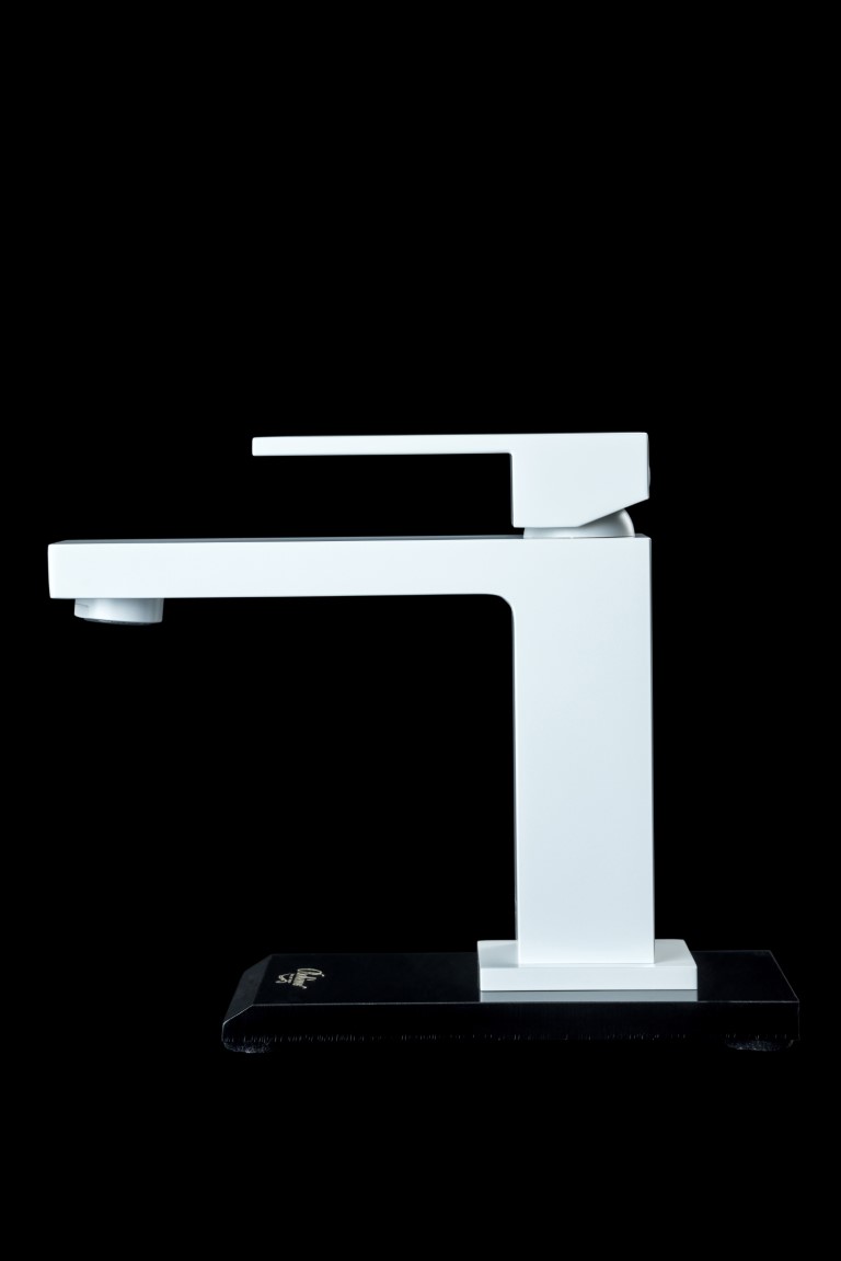 Смеситель для раковины Boheme Qubic 471-MW (белый матовый), без донного клапана