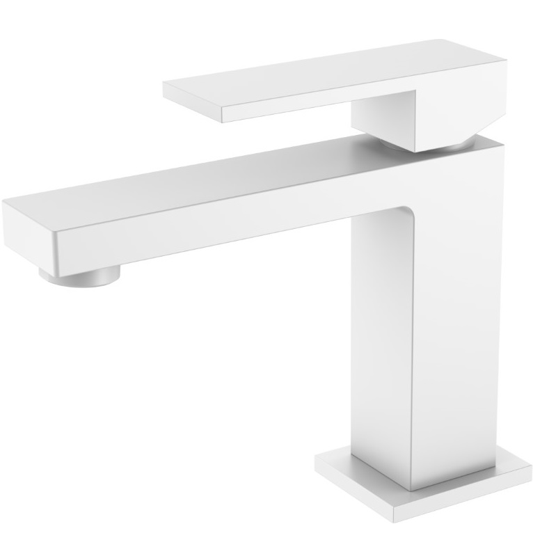 Смеситель для раковины Boheme Qubic 471-MW (белый матовый), без донного клапана