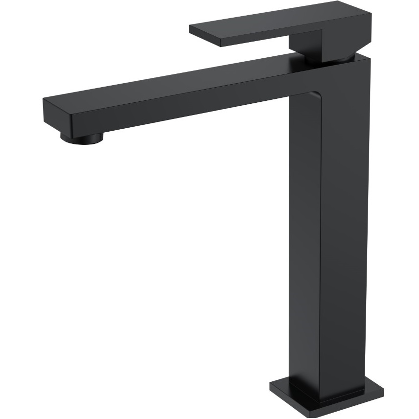 Смеситель для раковины Boheme Qubic 472-B (черный матовый), без донного клапана