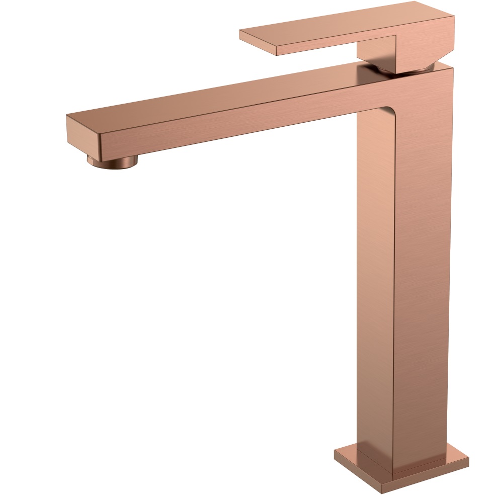 Смеситель для раковины Boheme Qubic 472-CB (медь брашированная), без донного клапана