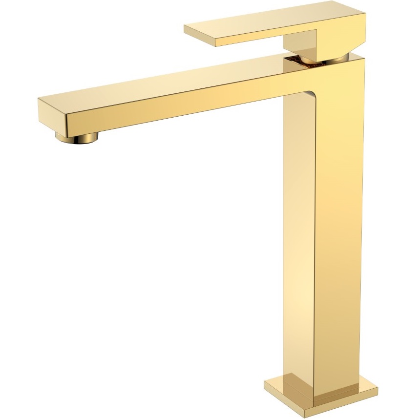 Смеситель для раковины Boheme Qubic 472-G (золотой), без донного клапана