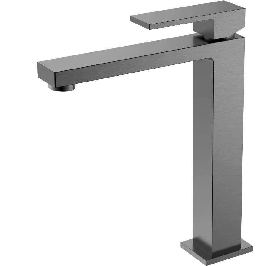 Смеситель для раковины Boheme Qubic 472-GM (оружейный металл), без донного клапана