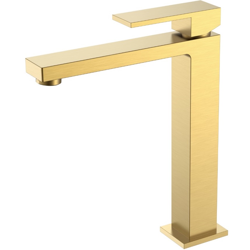 Смеситель для раковины Boheme Qubic 472-MG (золото матовое), без донного клапана