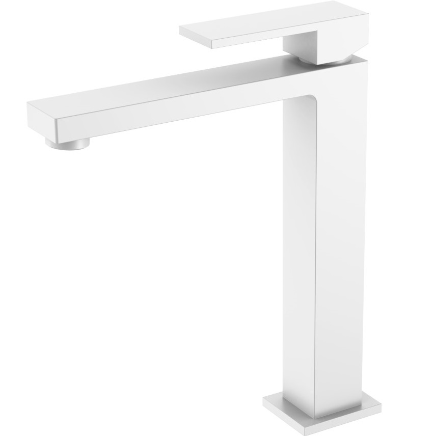 Смеситель для раковины Boheme Qubic 472-MW (белый матовый), без донного клапана