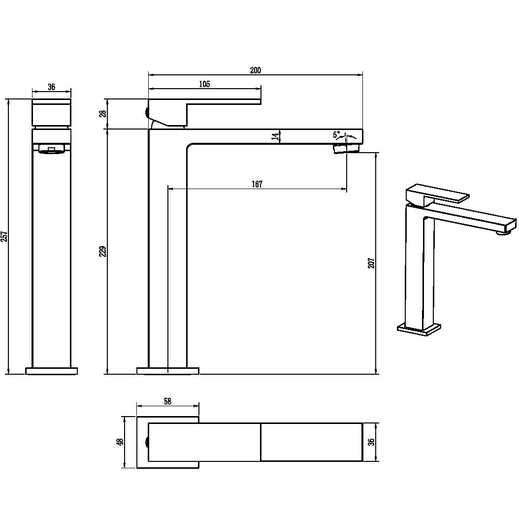 Смеситель для раковины Boheme Qubic 472-MW (белый матовый), без донного клапана