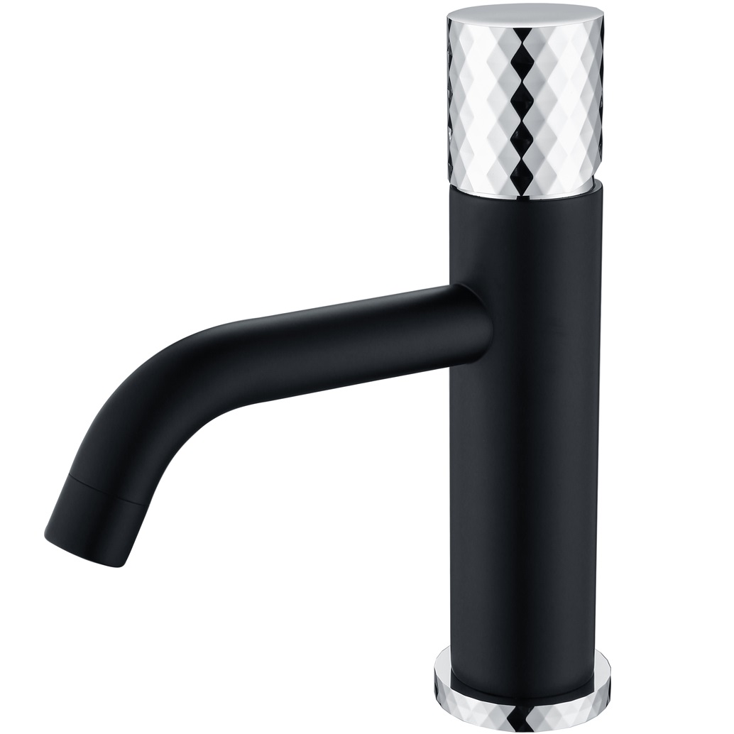 Смеситель для раковины Boheme Stick Diamond 121-BCR (хром, черный матовый), без донного клапана