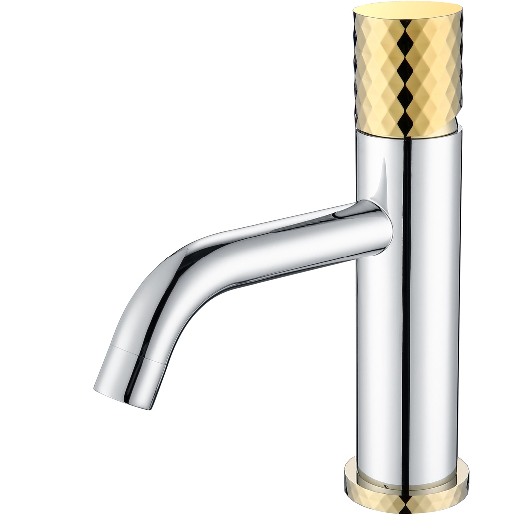 Смеситель для раковины Boheme Stick Diamond 121-CRG (хром, золотой), без донного клапана