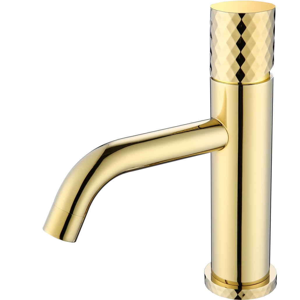 Смеситель для раковины Boheme Stick Diamond 121-GG (золотой), без донного клапана