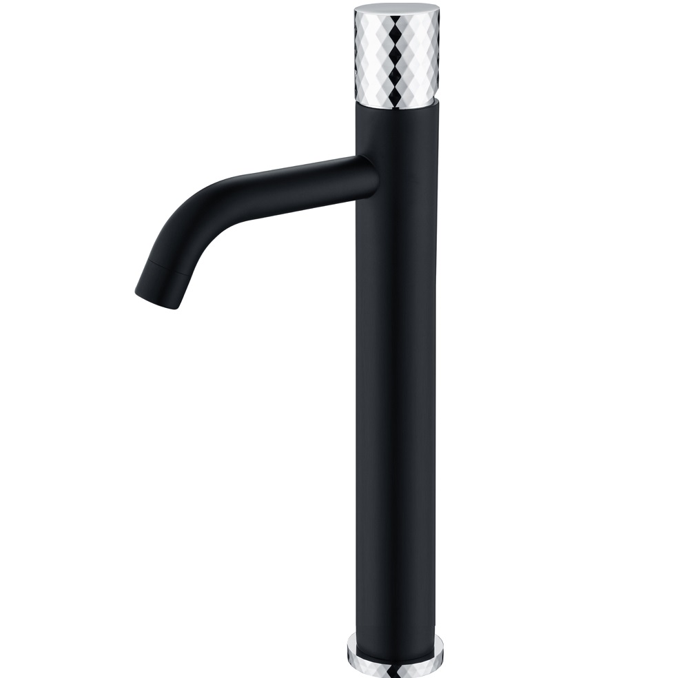 Смеситель для раковины Boheme Stick Diamond 122-BCR (хром, черный матовый), без донного клапана