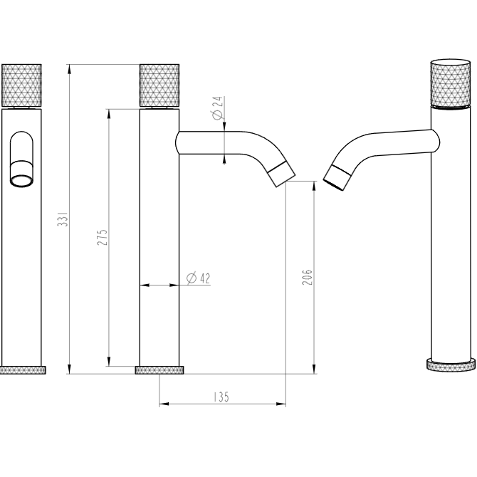 Смеситель для раковины Boheme Stick Linea 122-MG.3 (золото матовое), без донного клапана