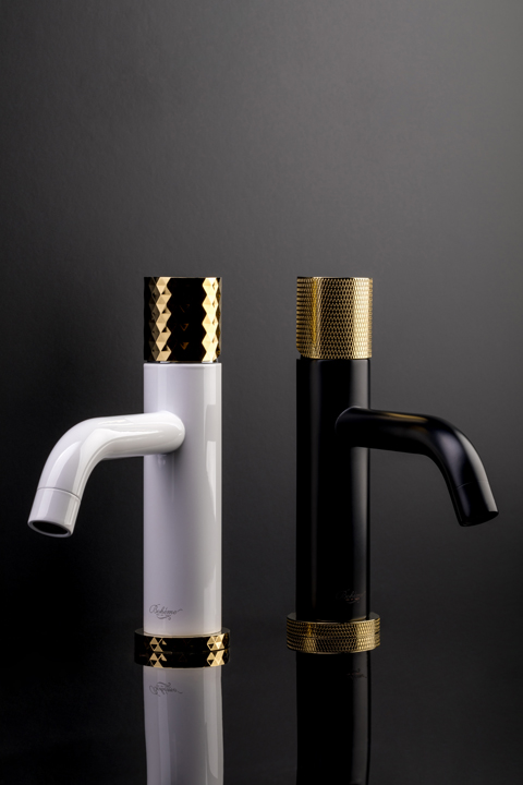 Смеситель для раковины Boheme Stick Touch 121-BG.2 (золотой, черный матовый), без донного клапана