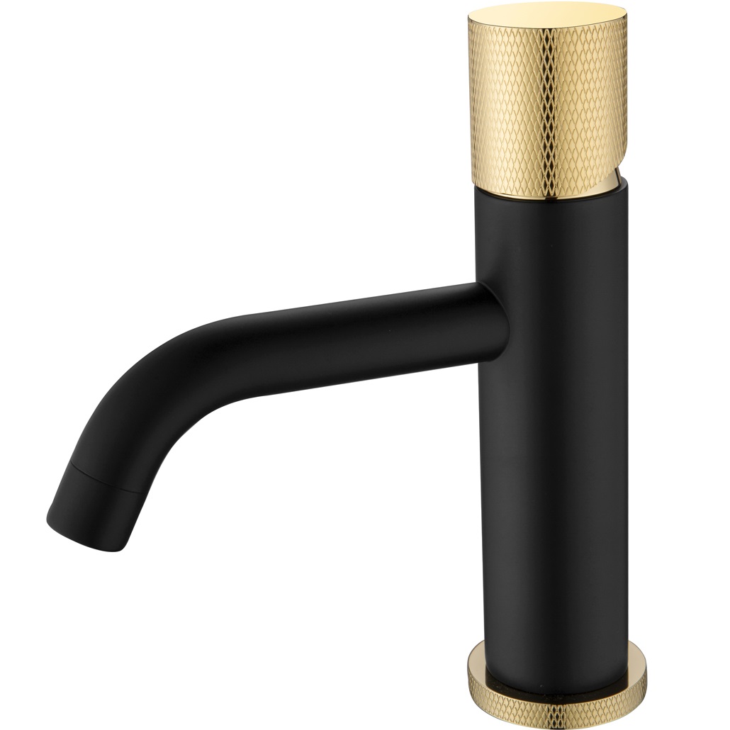 Смеситель для раковины Boheme Stick Touch 121-BG.2 (золотой, черный матовый), без донного клапана