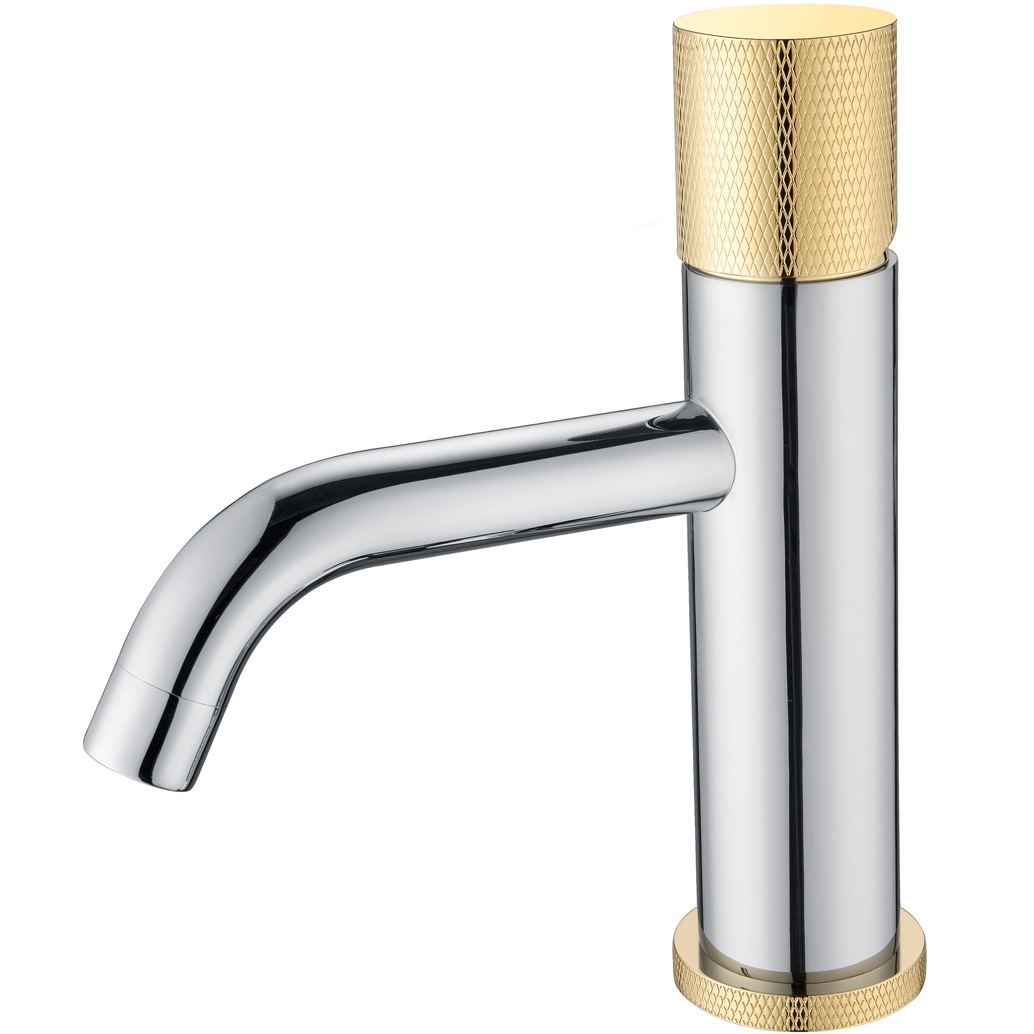 Смеситель для раковины Boheme Stick Touch 121-CRG.2 (хром, золотой), без донного клапана