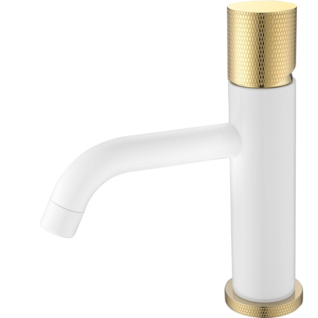 Смеситель для раковины Boheme Stick Touch 121-WG.2 (золотой, белый матовый), без донного клапана