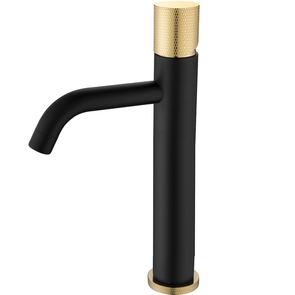 Смеситель для раковины Boheme Stick Touch 122-BG.2 (золотой, черный матовый), без донного клапана