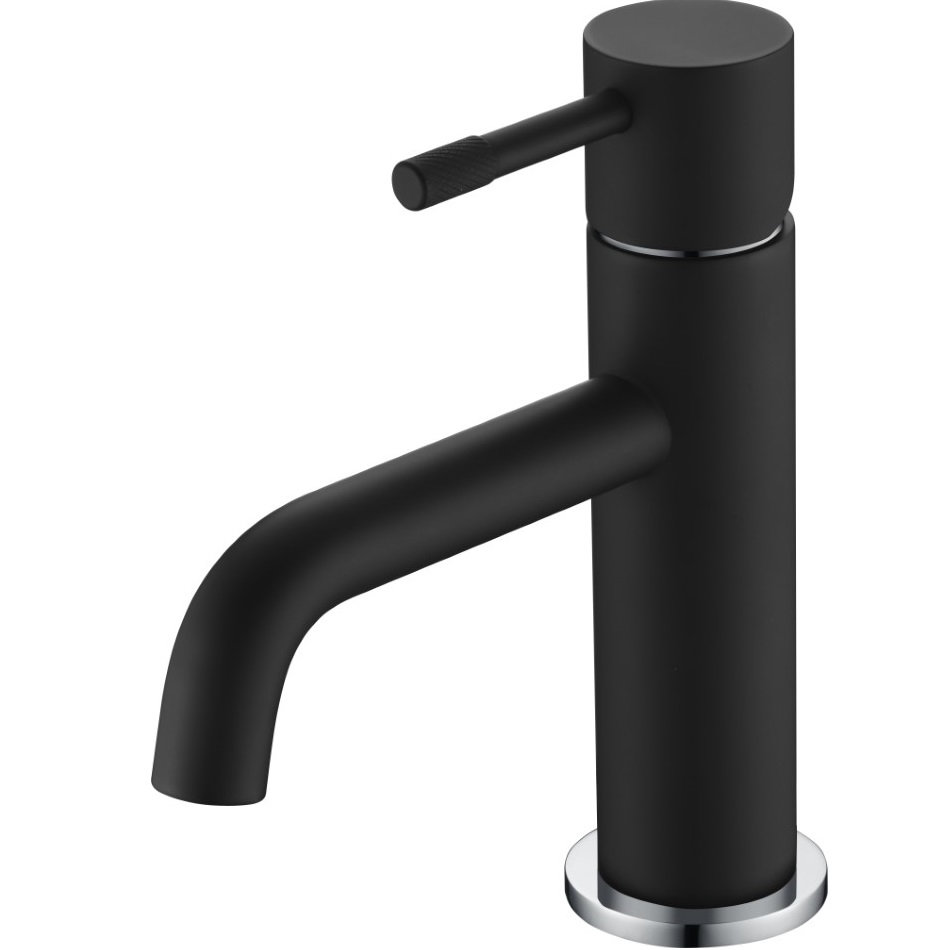 Смеситель для раковины Boheme Uno 461-BCR (хром, черный матовый), без донного клапана