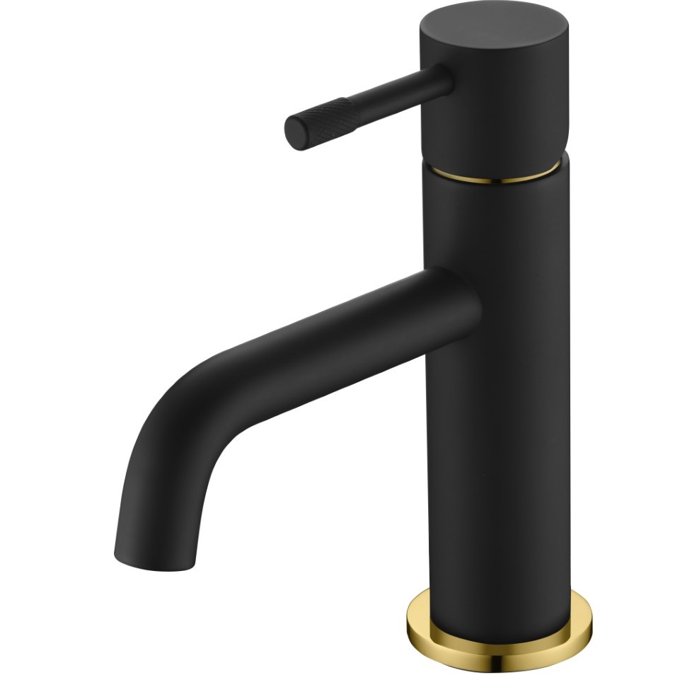 Смеситель для раковины Boheme Uno 461-BG (золотой, черный матовый), без донного клапана