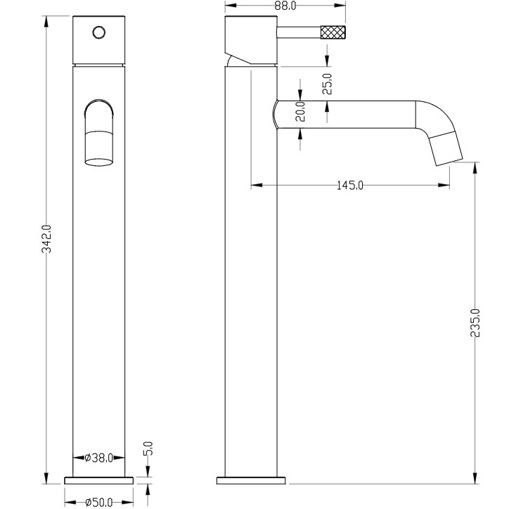 Смеситель для раковины Boheme Uno 462-NB (никель брашированный), без донного клапана