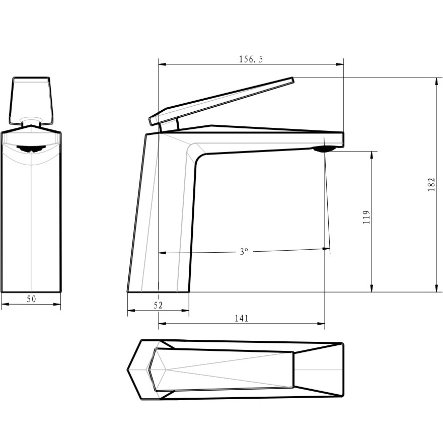 Смеситель для раковины Boheme Venturo 371-B (хром, черный матовый), без донного клапана
