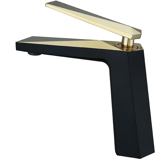 Смеситель для раковины Boheme Venturo 381-B (золотой, черный матовый), без донного клапана