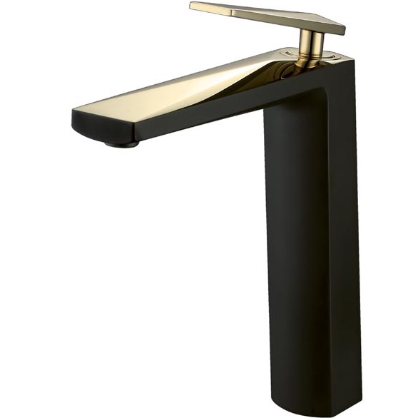 Смеситель для раковины Boheme Venturo 382-B (золотой, черный матовый), без донного клапана