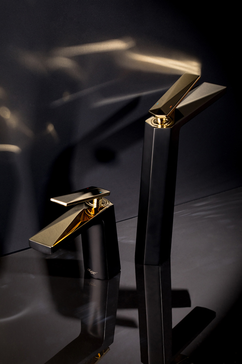 Смеситель для раковины Boheme Venturo 382-B (золотой, черный матовый), без донного клапана