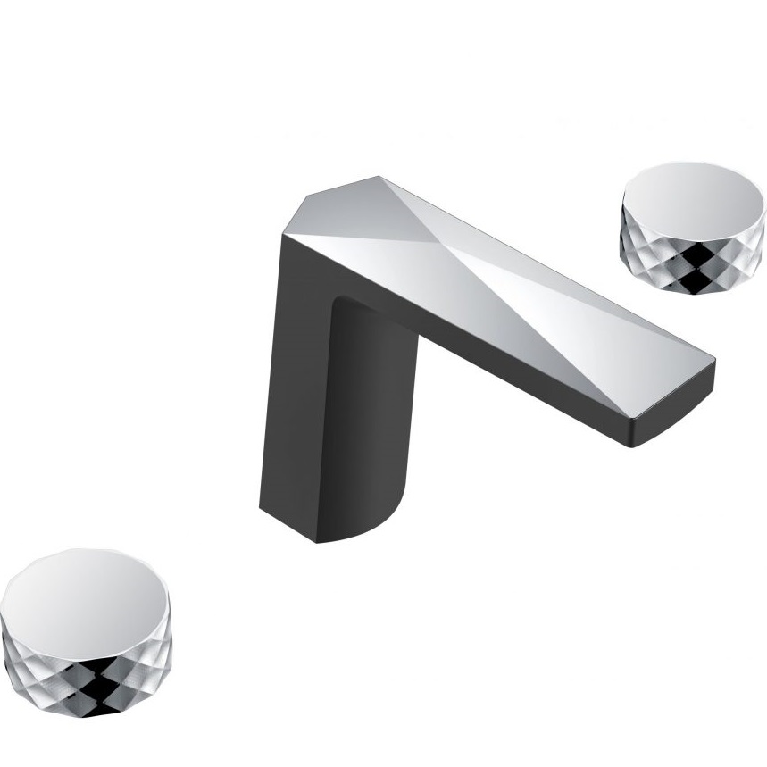 Смеситель для раковины Boheme Venturo Diamond 150-BCR-DIAMOND (хром, черный матовый), без донного клапана