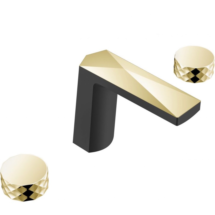 Смеситель для раковины Boheme Venturo Diamond 150-BG-DIAMOND (золотой, черный матовый), без донного клапана