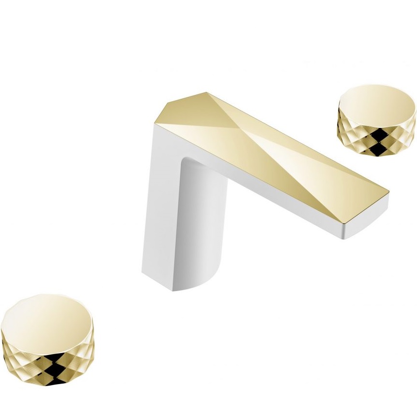 Смеситель для раковины Boheme Venturo Diamond 150-WG-DIAMOND (золотой, белый), без донного клапана
