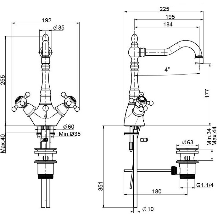 Смеситель для раковины Fima Carlo Frattini Elizabeth F5091CR (хром), с донным клапаном