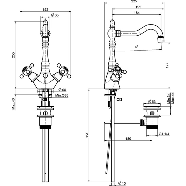 Смеситель для раковины Fima Carlo Frattini Elizabeth F5091SN (никель брашированный), с донным клапаном