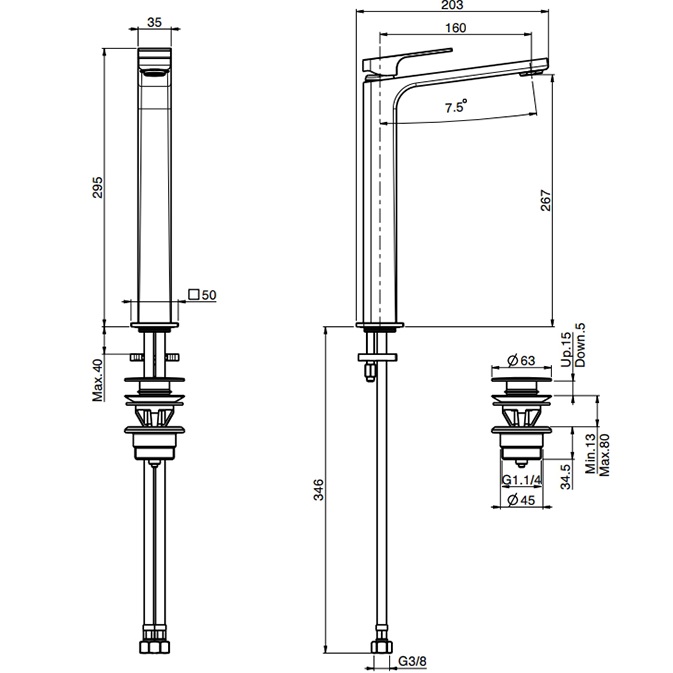 Смеситель для раковины Fima Carlo Frattini Fit F3381/HCR (хром), с донным клапаном