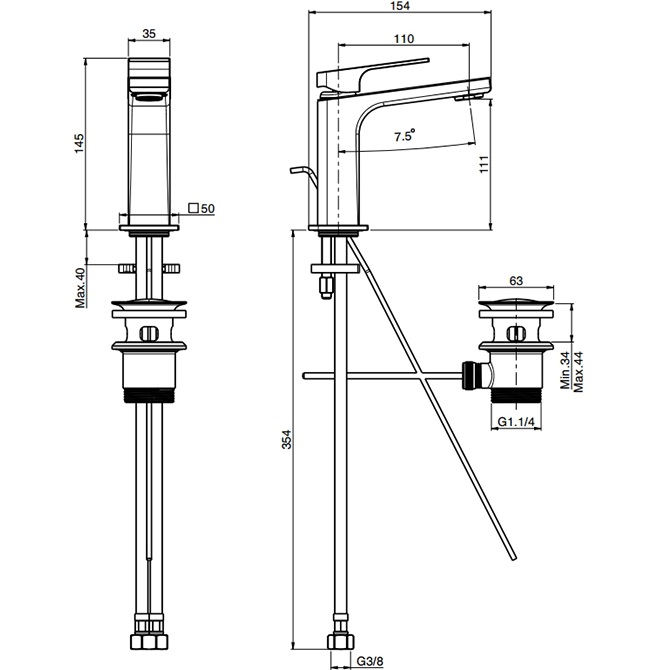 Смеситель для раковины Fima Carlo Frattini Fit F3381BS (белый матовый), с донным клапаном