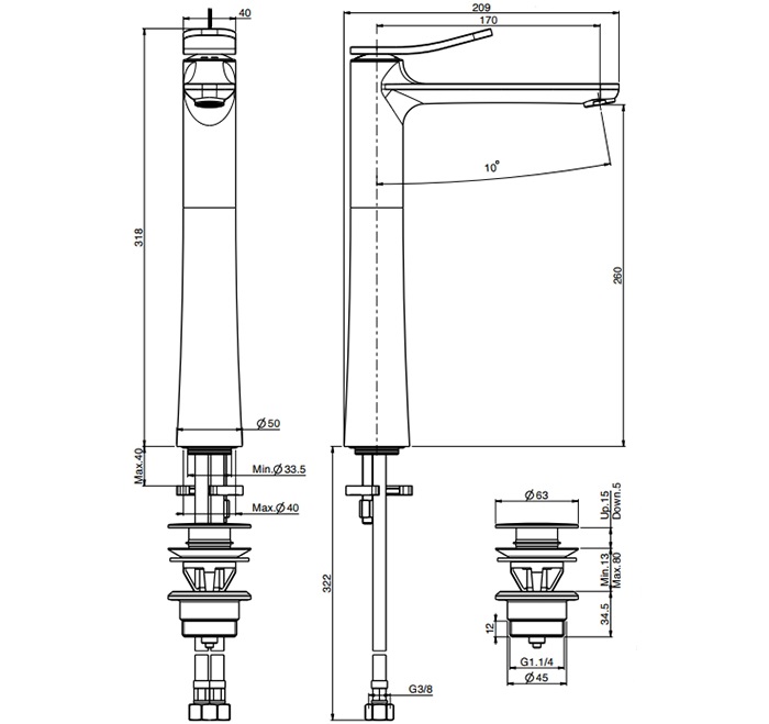 Смеситель для раковины Fima Carlo Frattini Flo F3801/HCR.1 (хром), с донным клапаном