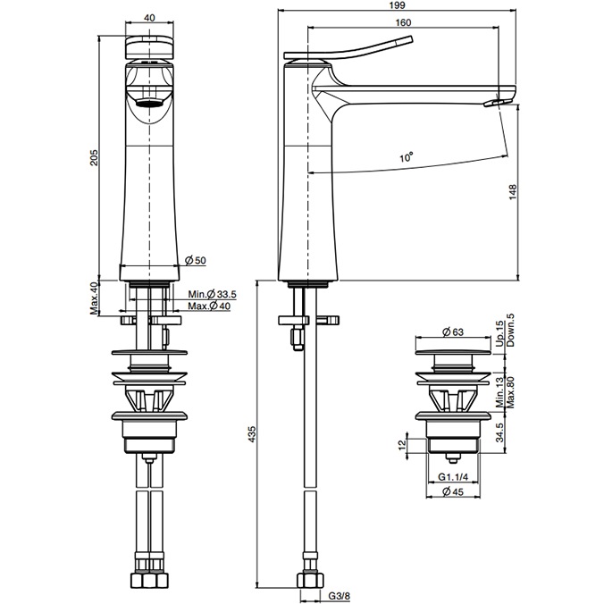 Смеситель для раковины Fima Carlo Frattini Flo F3801LOR (золотой), с донным клапаном