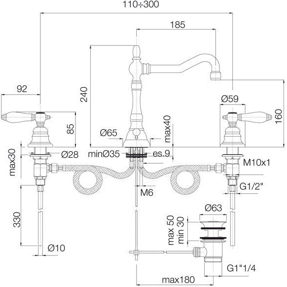 Смеситель для раковины Fima Carlo Frattini Herend F5401CBCR (хром), с донным клапаном