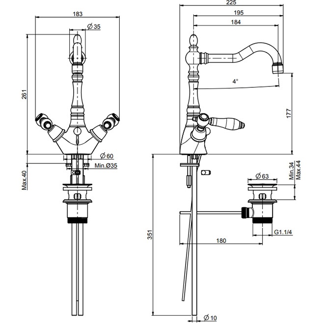 Смеситель для раковины Fima Carlo Frattini Herend F5411CNCR (хром), с донным клапаном