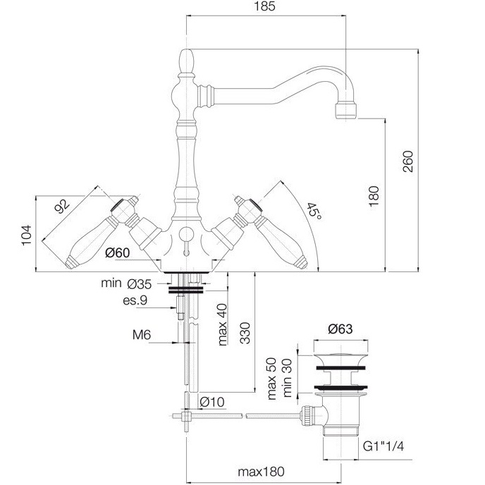 Смеситель для раковины Fima Carlo Frattini Herend F5411CR (хром), с донным клапаном
