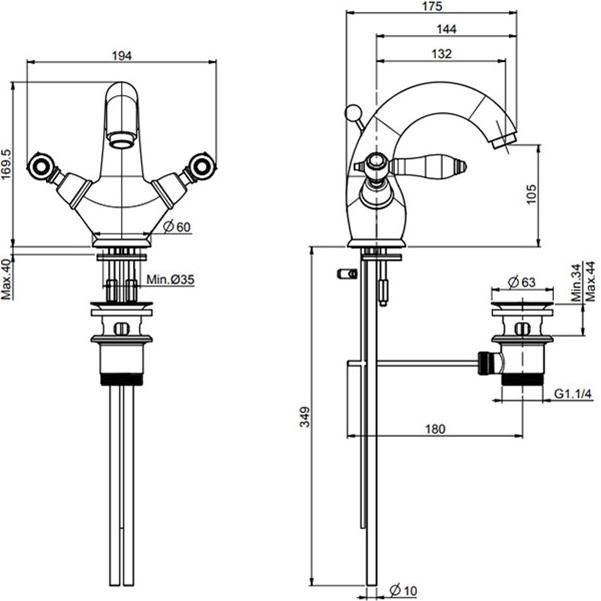Смеситель для раковины Fima Carlo Frattini Herend F5431CBCR (хром), с донным клапаном