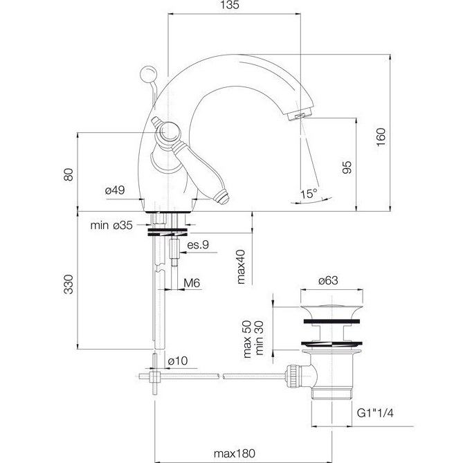 Смеситель для раковины Fima Carlo Frattini Herend F5431CR (хром), с донным клапаном
