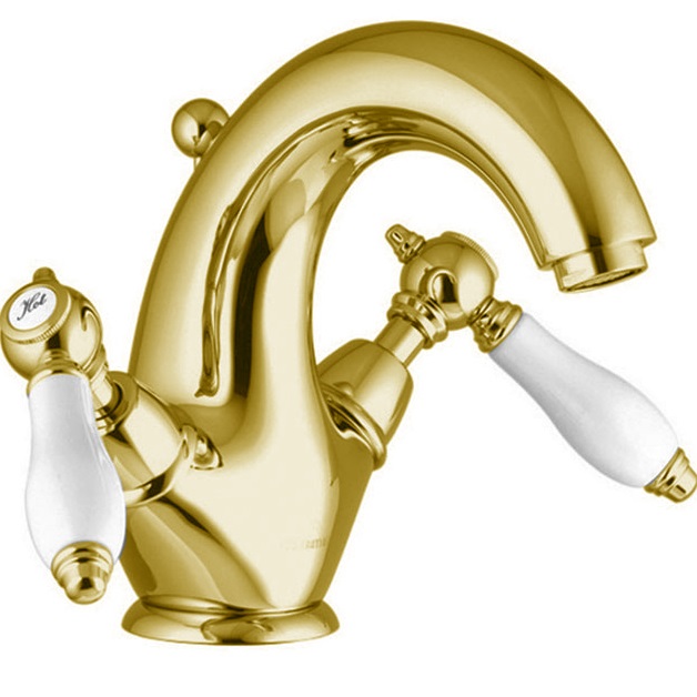 Смеситель для раковины Fima Carlo Frattini Herend F5431OR (золотой), с донным клапаном