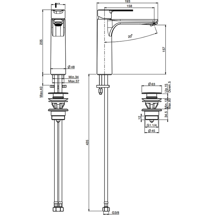 Смеситель для раковины Fima Carlo Frattini Mast F3131LCR.ES (хром), с донным клапаном