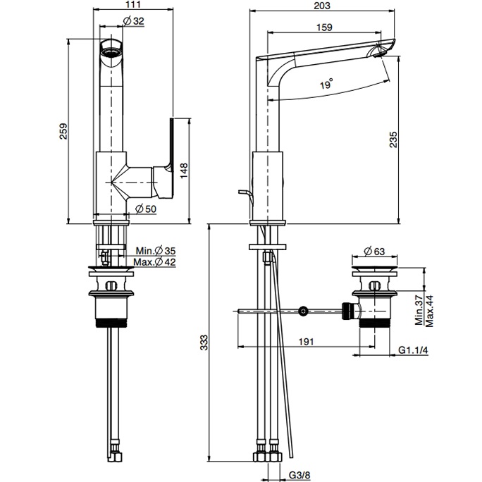 Смеситель для раковины Fima Carlo Frattini Mast F3151FCR (хром), с донным клапаном