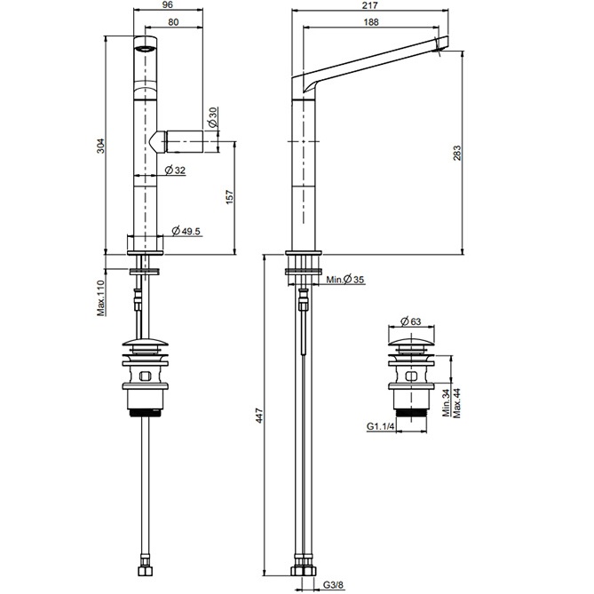 Смеситель для раковины Fima Carlo Frattini Nomos Go F4161LCR (хром), с донным клапаном