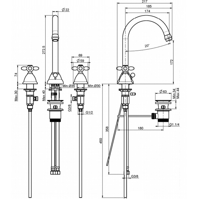 Смеситель для раковины Fima Carlo Frattini Olivia F5001CR (хром), с донным клапаном