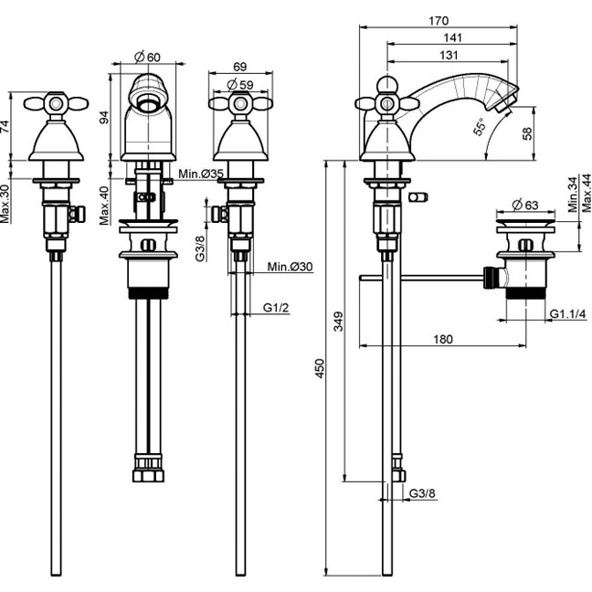 Смеситель для раковины Fima Carlo Frattini Olivia F5011CR (хром), с донным клапаном