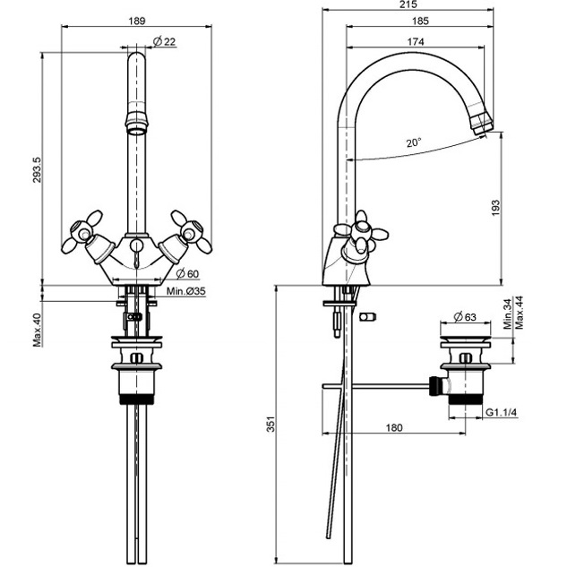 Смеситель для раковины Fima Carlo Frattini Olivia F5021CR (хром), с донным клапаном
